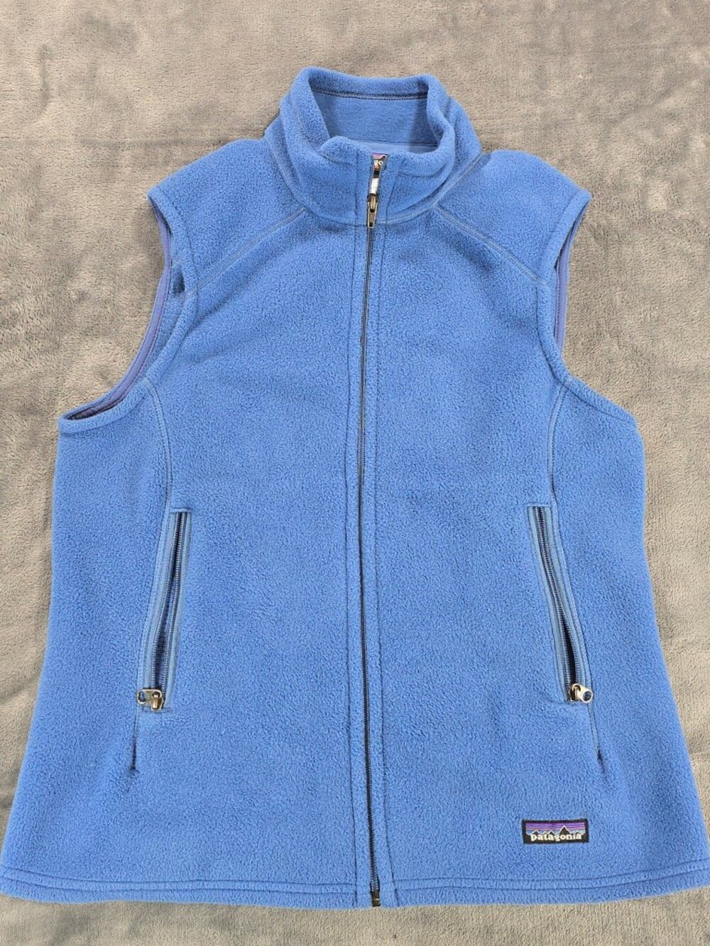 Patagonia Synchilla Fleece Vest Women's L Light Blue Full Zip Logo Pockets